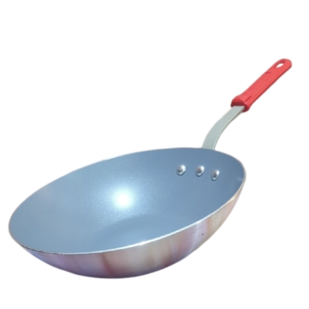 Tivoli Gray Nonstick Wok w/ Frying Pan Red Handle – Lightweight Stir Fry Pan